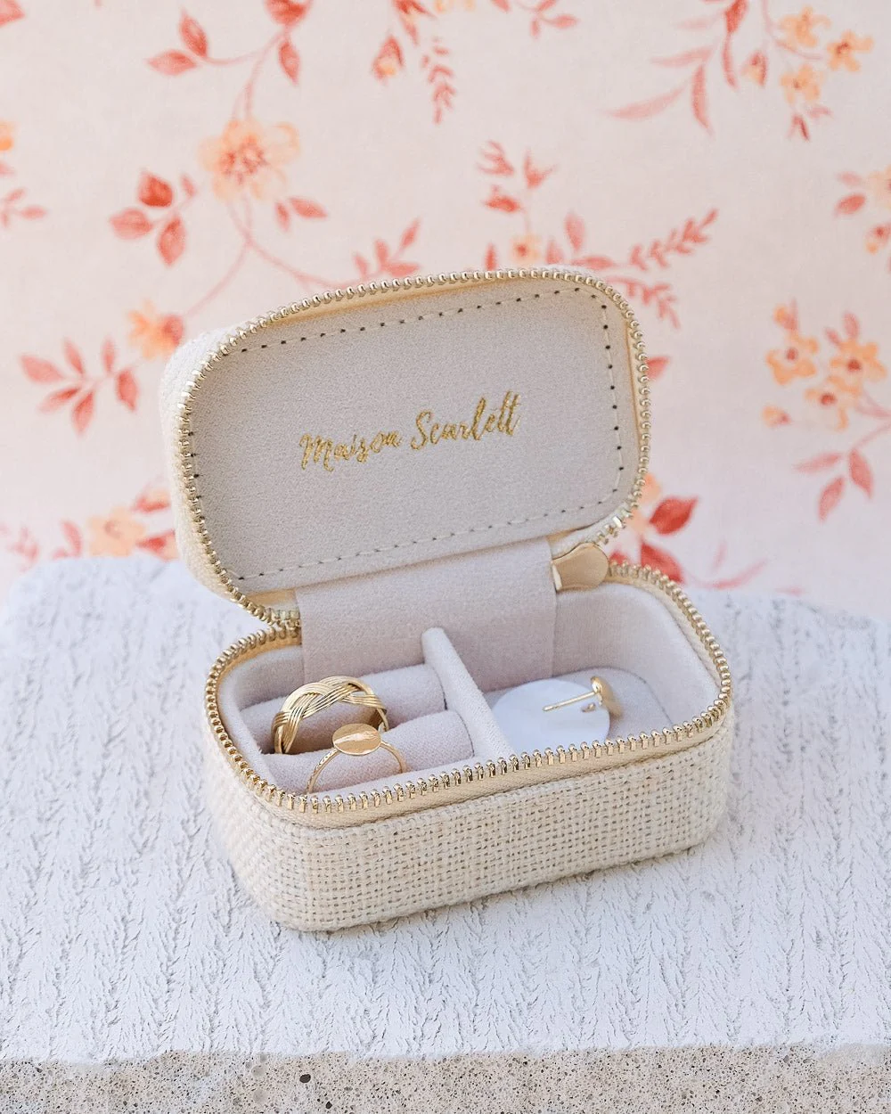 Mini boîte à bijoux de voyage Marie effet lin - Image 7